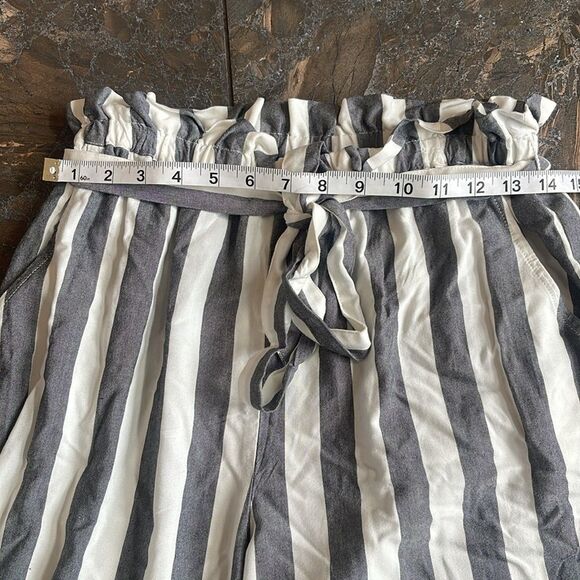 American Eagle Wide Leg Pants Paper Bag Waist Striped with Pockets Size Small - Picture 10 of 15